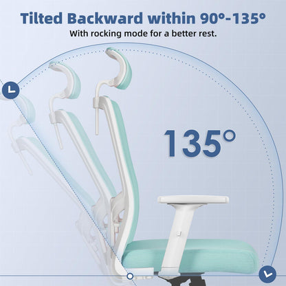 Ergonomischer Bürostuhl mit Lendenstütze, Armlehnen, Kopfstütze, 150 kg