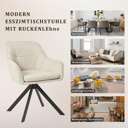 Drehstuhl Esszimmer Beige 2er Set – Ergonomisch & Kratzschutz