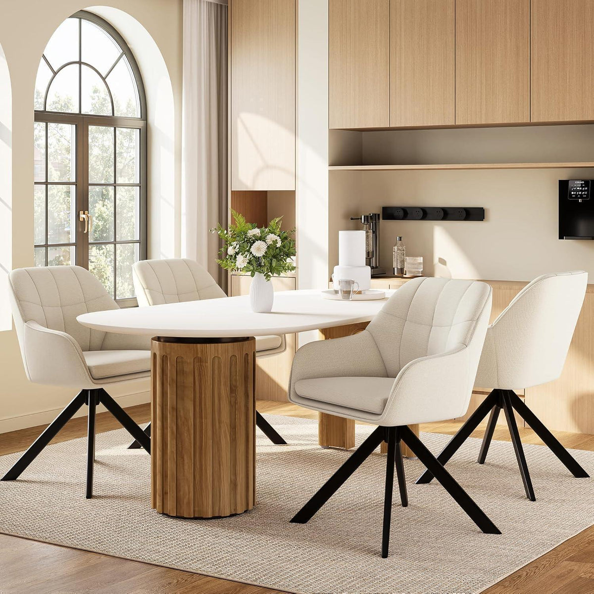 Drehstuhl Esszimmer Beige 2er Set – Ergonomisch & Kratzschutz