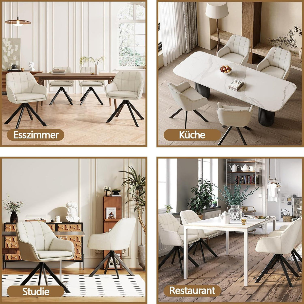 Drehstuhl Esszimmer Beige 2er Set – Ergonomisch & Kratzschutz