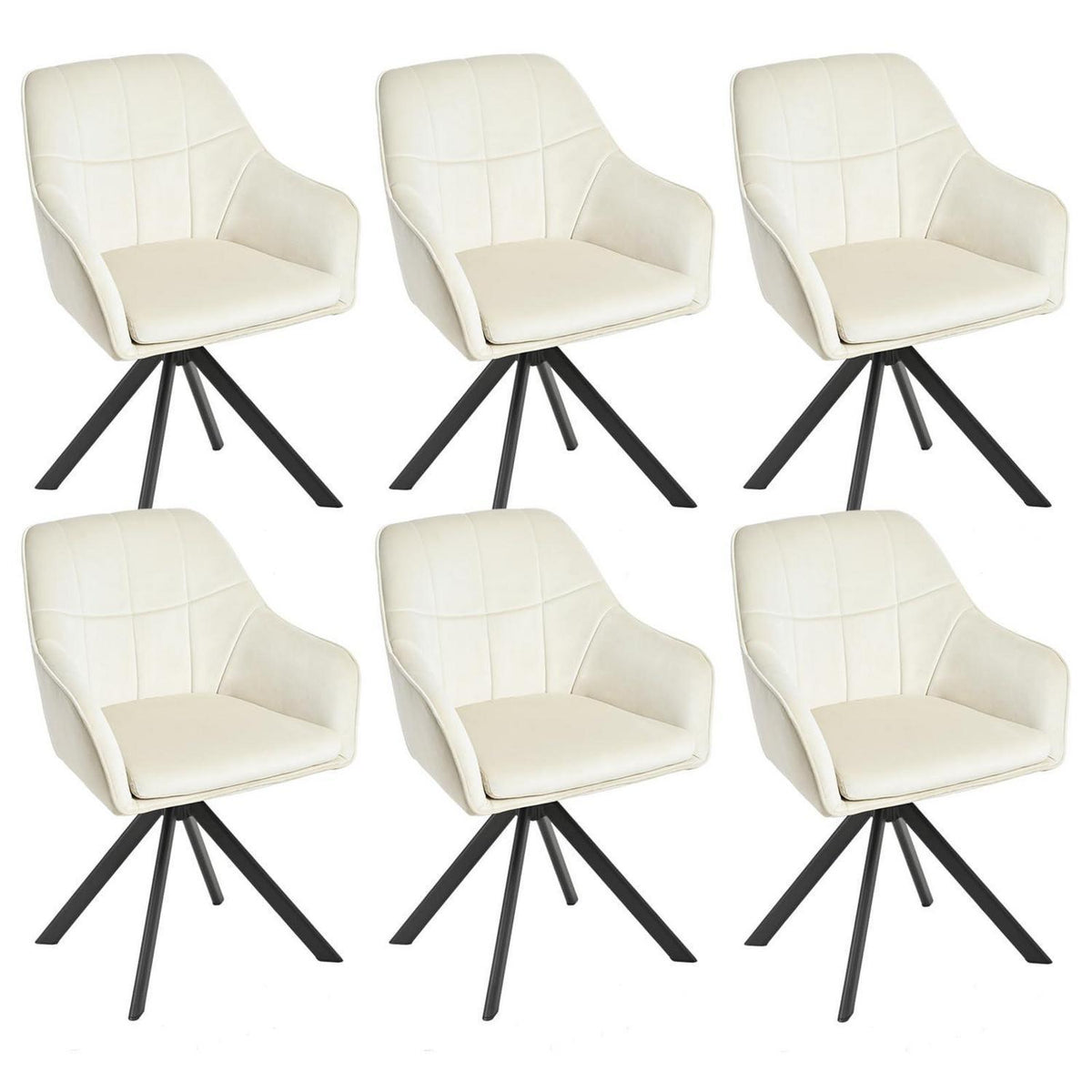 Drehbarer Esszimmerstuhl 6er Set Creme – Komfortabler Polsterstuhl