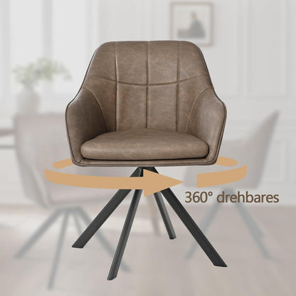 Drehbarer Esszimmerstuhl mit Armlehne – Dunkelbraun, 4er Set
