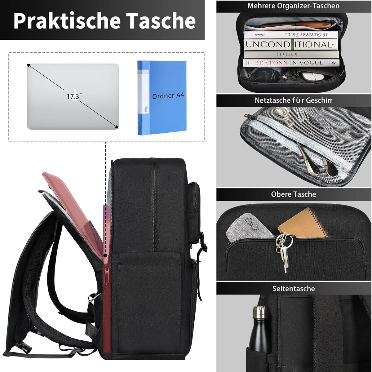Lunch Rucksack 17,3 Zoll mit Kühlfach für Herren & Damen