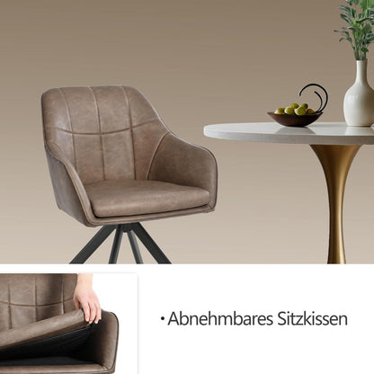 Drehbarer Esszimmerstuhl mit Armlehne – Dunkelbraun 2er Set