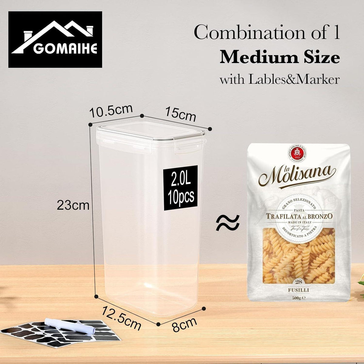 10er Set Vorratsdosen 2L luftdicht | Küche Aufbewahrung Müsli Mehl Zucker