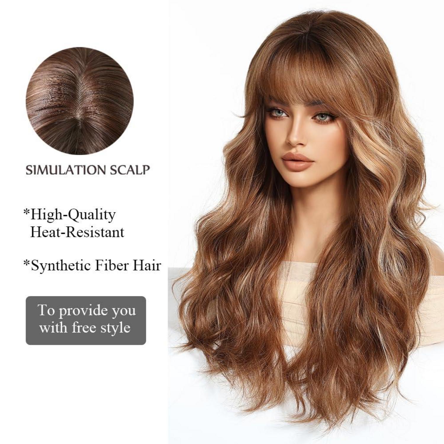 Lange Ombre Ingwer Perücke Synthetische Haare Hitzebeständig