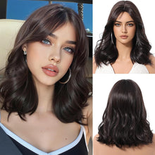 Lockige Bob Perücke Damen Dunkelbraun Hitzebeständig für Party Cosplay