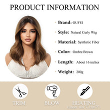 Ombre Braune Perücke mit Vorhang Pony lockiges Haar
