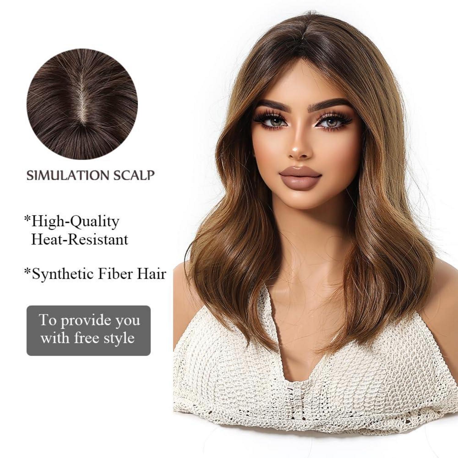 Natürliche Ombre Braune Lockige Perücke mit Hitzebeständigem Haar