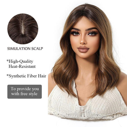 Natürliche Ombre Braune Lockige Perücke mit Hitzebeständigem Haar