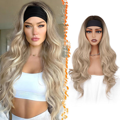 Ombre Blond Gewellte Stirnband Perücke 66cm – Kleberlos & Natürlich