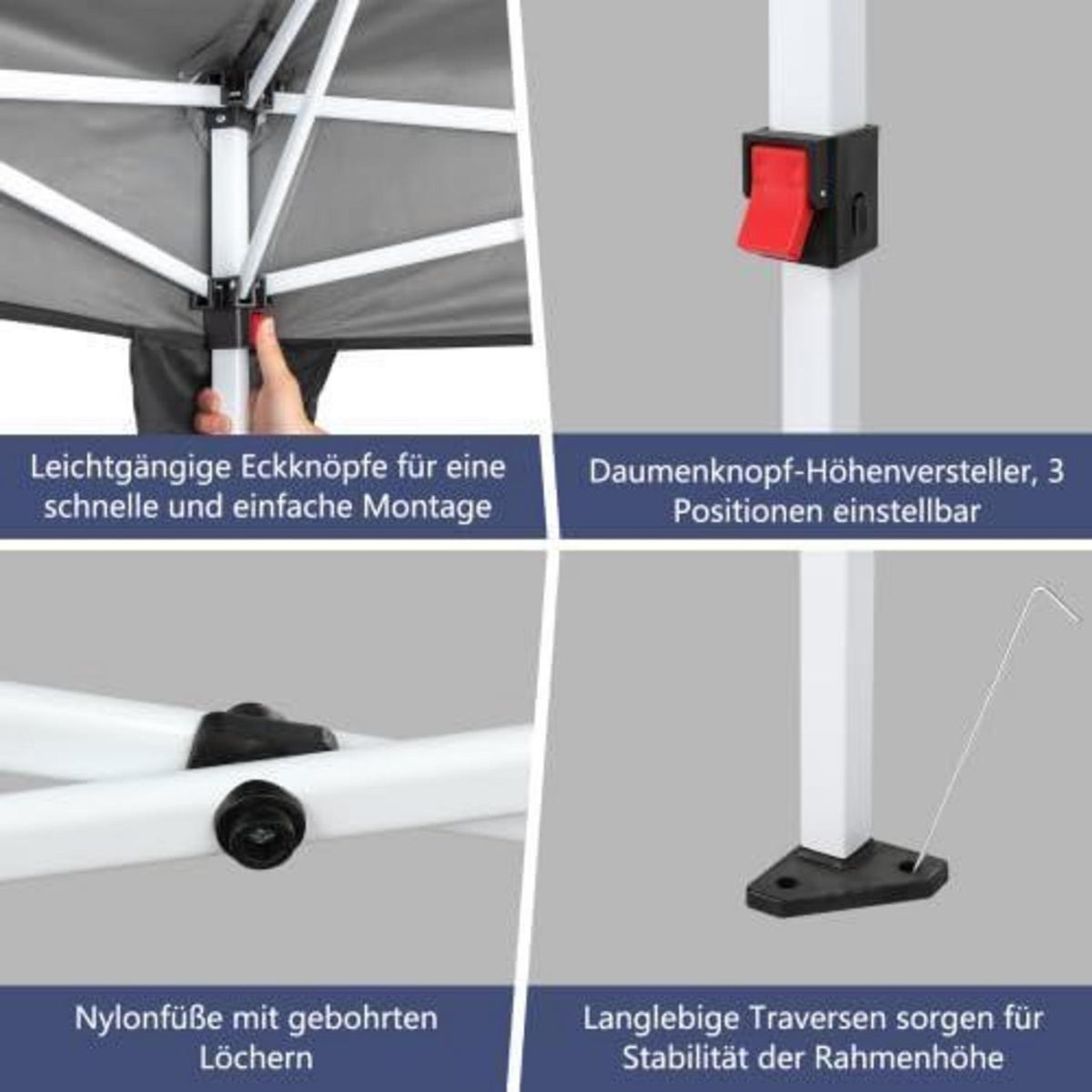 Bonnlo Gazebo 3x6m – Höhenverstellbares Partyzelt mit Seitenteilen