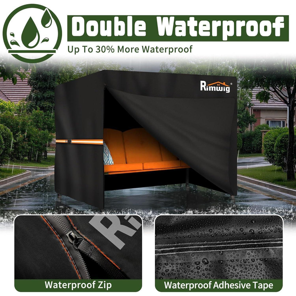 Hollywoodschaukel Abdeckung 3-Sitzer Wasserdicht 215x125x170cm