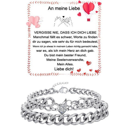 Edelstahl Partnerarmbänder für Paare | Verstellbare Kubanische Kette | Valentinstags Geschenk