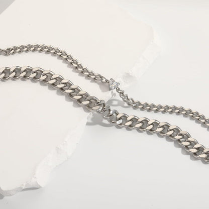 Edelstahl Partnerarmbänder für Paare | Verstellbare Kubanische Kette | Valentinstags Geschenk