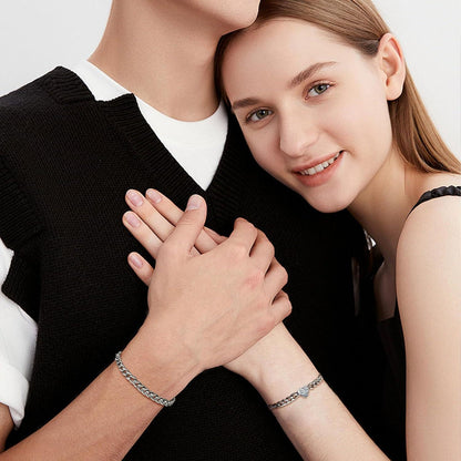 Edelstahl Partnerarmbänder für Paare | Verstellbare Kubanische Kette | Valentinstags Geschenk