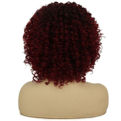 Rote Lockige Afro Perücke – Burgund Wellig & Fluffy für Cosplay