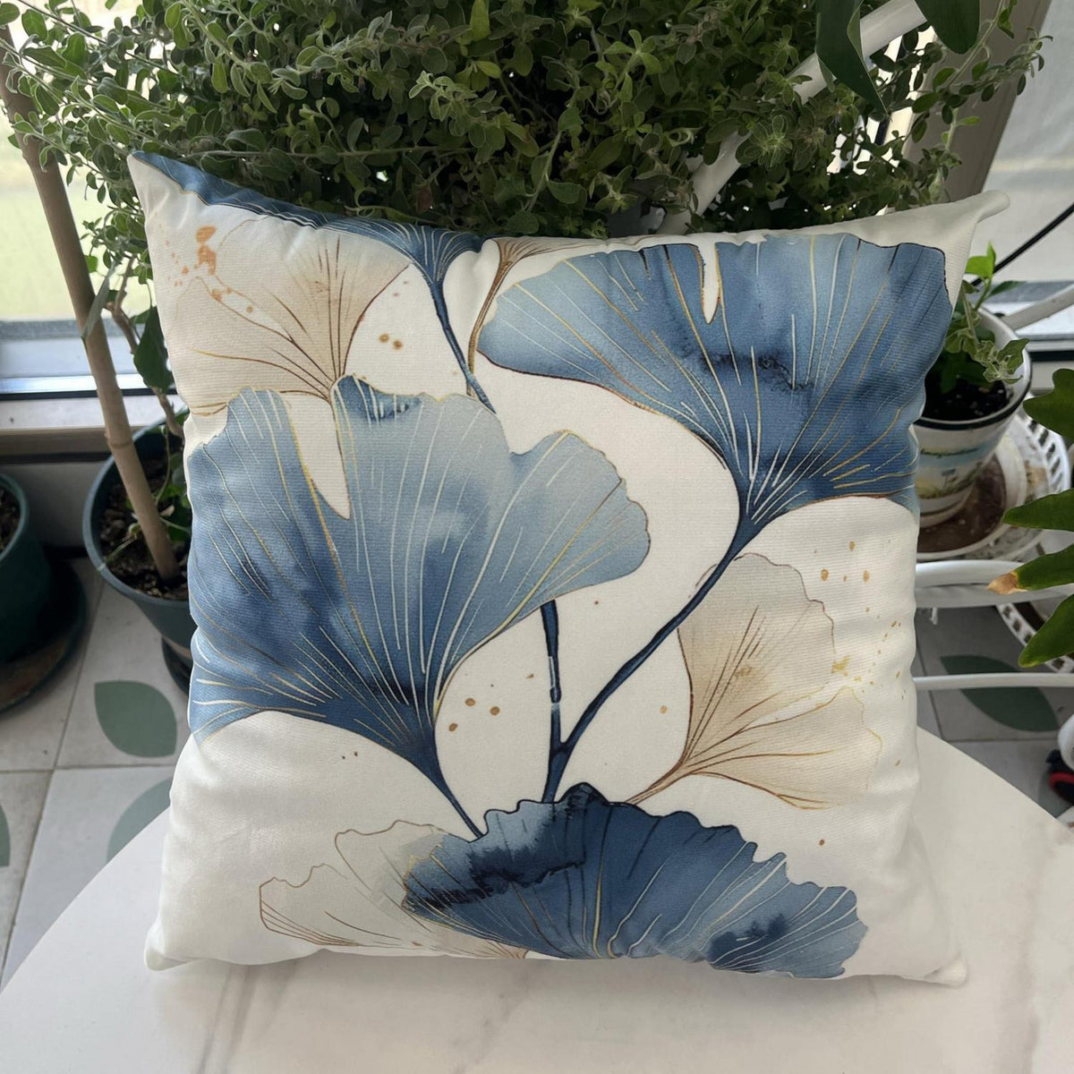 Moderne Kissenbezüge 4er Set 45x45cm Ginkgoblatt-Design