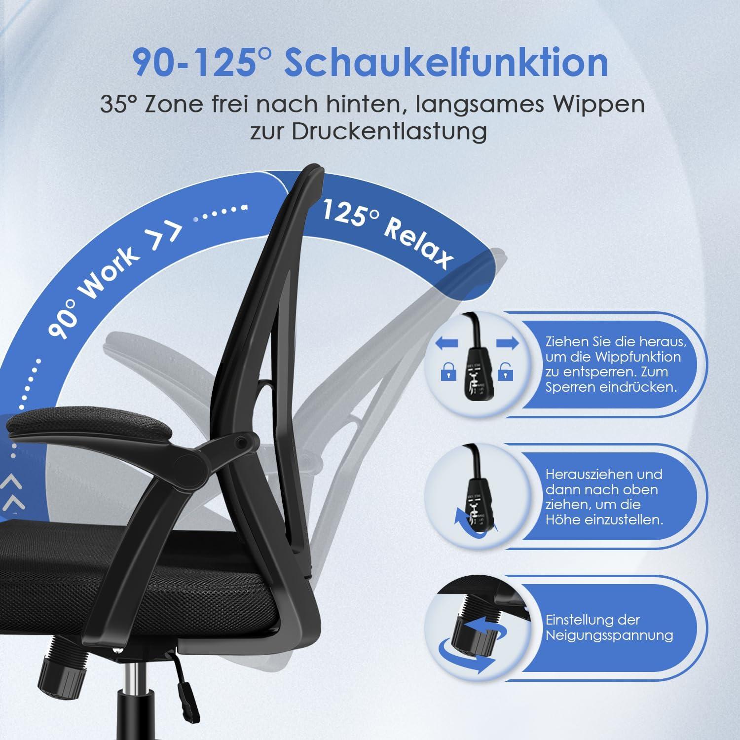 Bürostuhl mit Hochklappbaren Armlehnen und