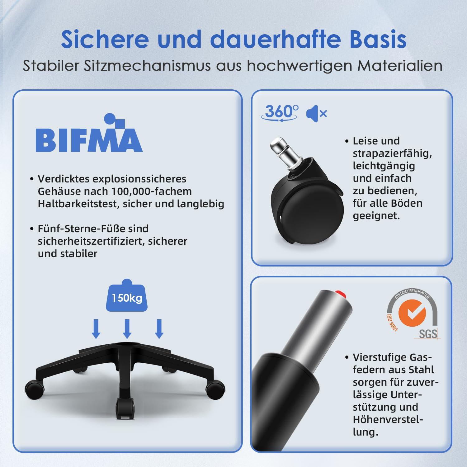 Ergonomischer Bürostuhl mit Atmungsaktivem Netz, Hochklappbaren