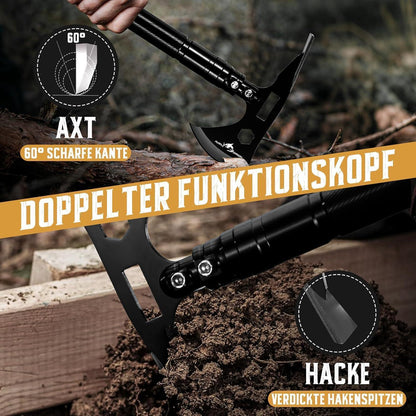 9-in-1 Survival Axt mit Hacke, Camping Multitool, Outdoor Beil