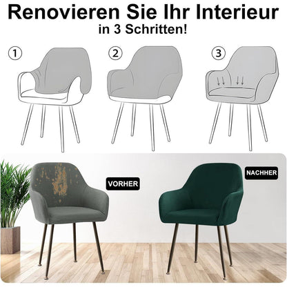 Stretch Samt Stuhlhussen Set - Grün, 4 Stück