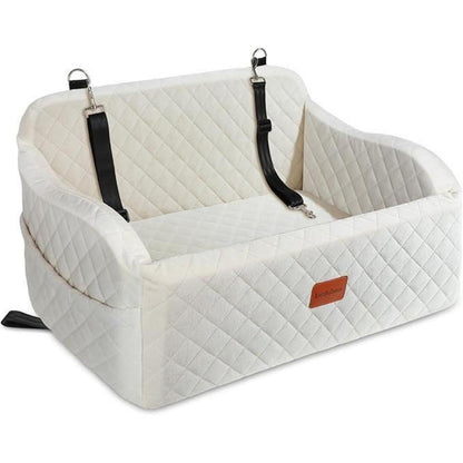 Hundeautositz Large Beige – Bequemes Hundebett mit Leinen