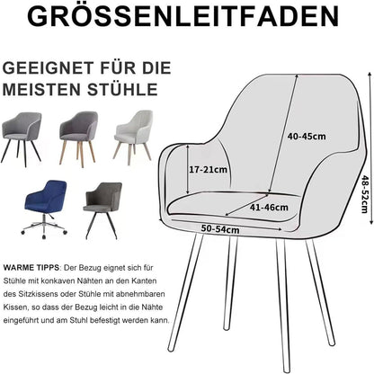 Stretch Samt Stuhlhussen Set - Grau, 4 Stück