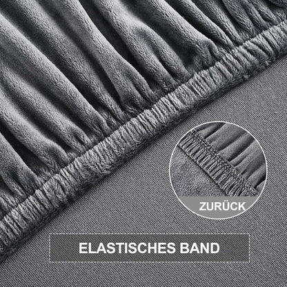 Stretch Samt Stuhlhussen Set - Grau, 4 Stück