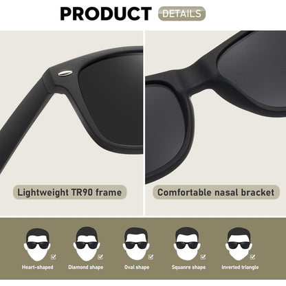 Polarisierte Sonnenbrille für Damen und Herren, Rechteckig, UV400