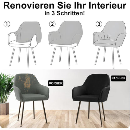 Stretch Samt Stuhlhussen 4er Set Schwarz - Universal Passform