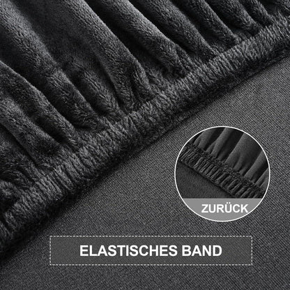 Stretch Samt Stuhlhussen 4er Set Schwarz - Universal Passform