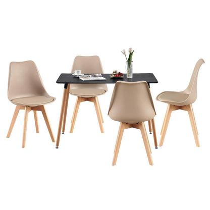 Esszimmergruppe 110cm Esstisch mit 4 Stühlen Schwarz/Khaki