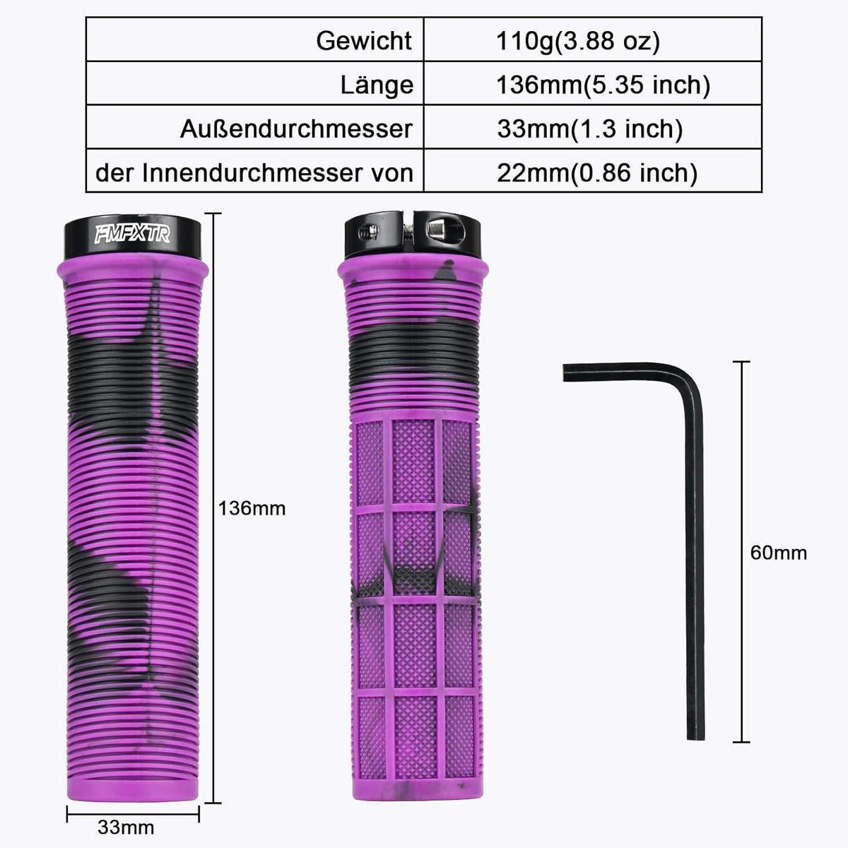 Fahrrad Lenkergriffe Ergonomisch 22mm Rutschfest Violett