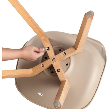Esszimmergruppe mit Esstisch (110cm) & 6 Stühlen – Weiß/Khaki