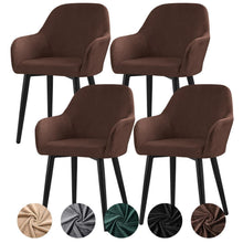 Stretch Samt Stuhlhussen Set - Braun, 4er Pack