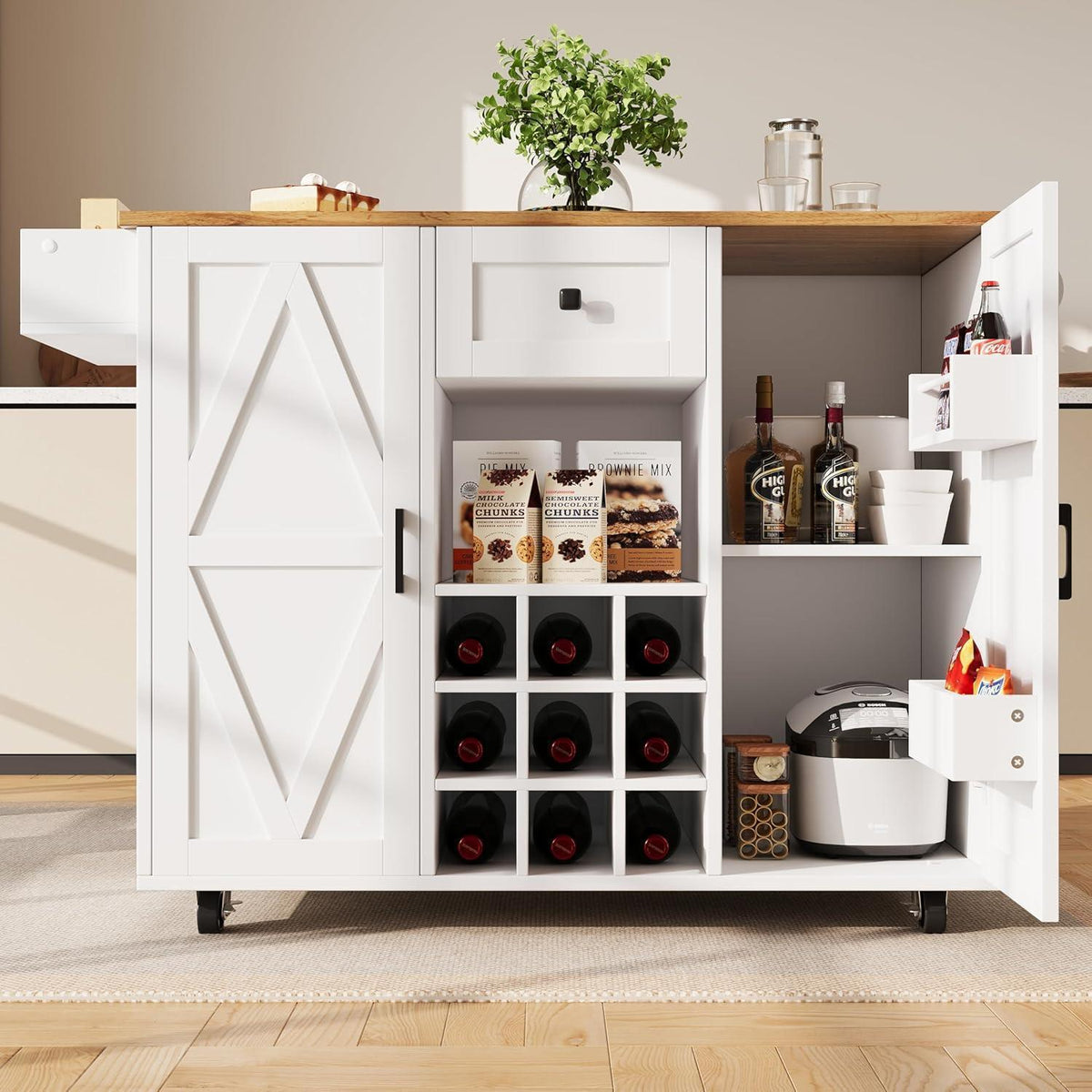 Moderne Kücheninsel mit Klapptisch & Stauraum