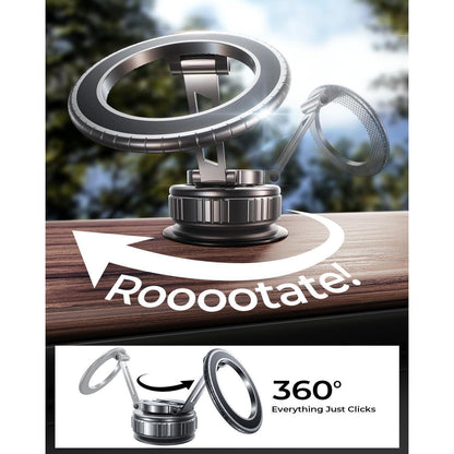 360° Auto Handyhalterung Magnetisch, Vakuum & Teleskoparm