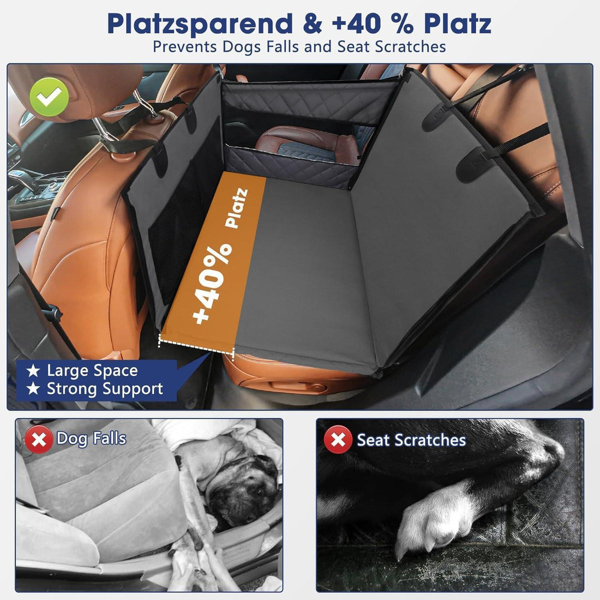 Hunde Autositz Extra Stabil & Wasserdicht – Grau