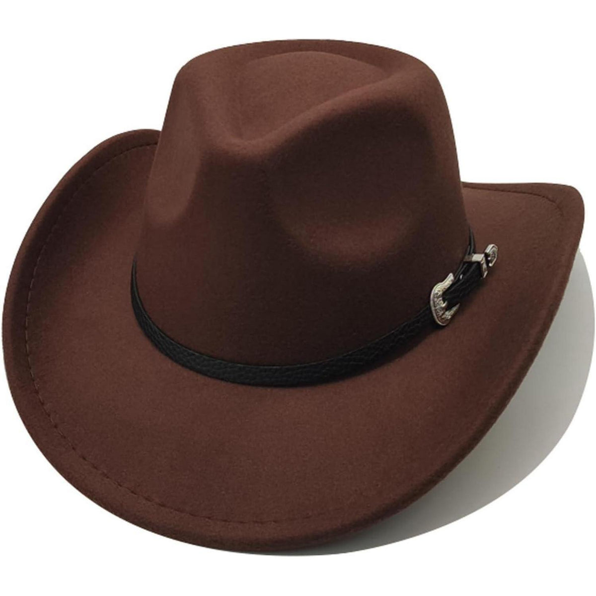 Cowboyhut mit Band und breiter Krempe in Lederoptik
