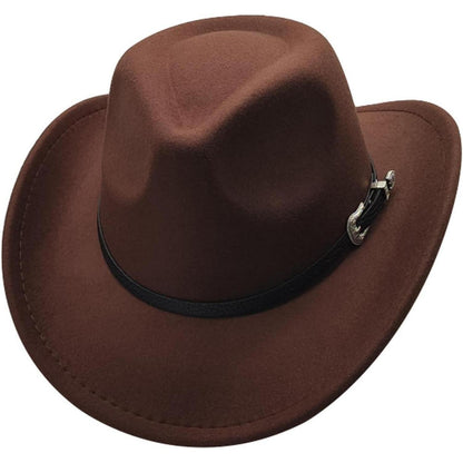 Cowboyhut mit Band und breiter Krempe in Lederoptik