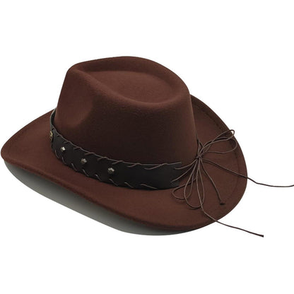 Cowboyhut mit breiter Krempe und Band in Lederoptik