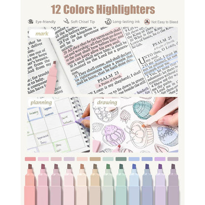 Schreibwaren-Set Mädchen: 39 Teile mit Mäppchen, Pastell-Textmarker & Gelstifte