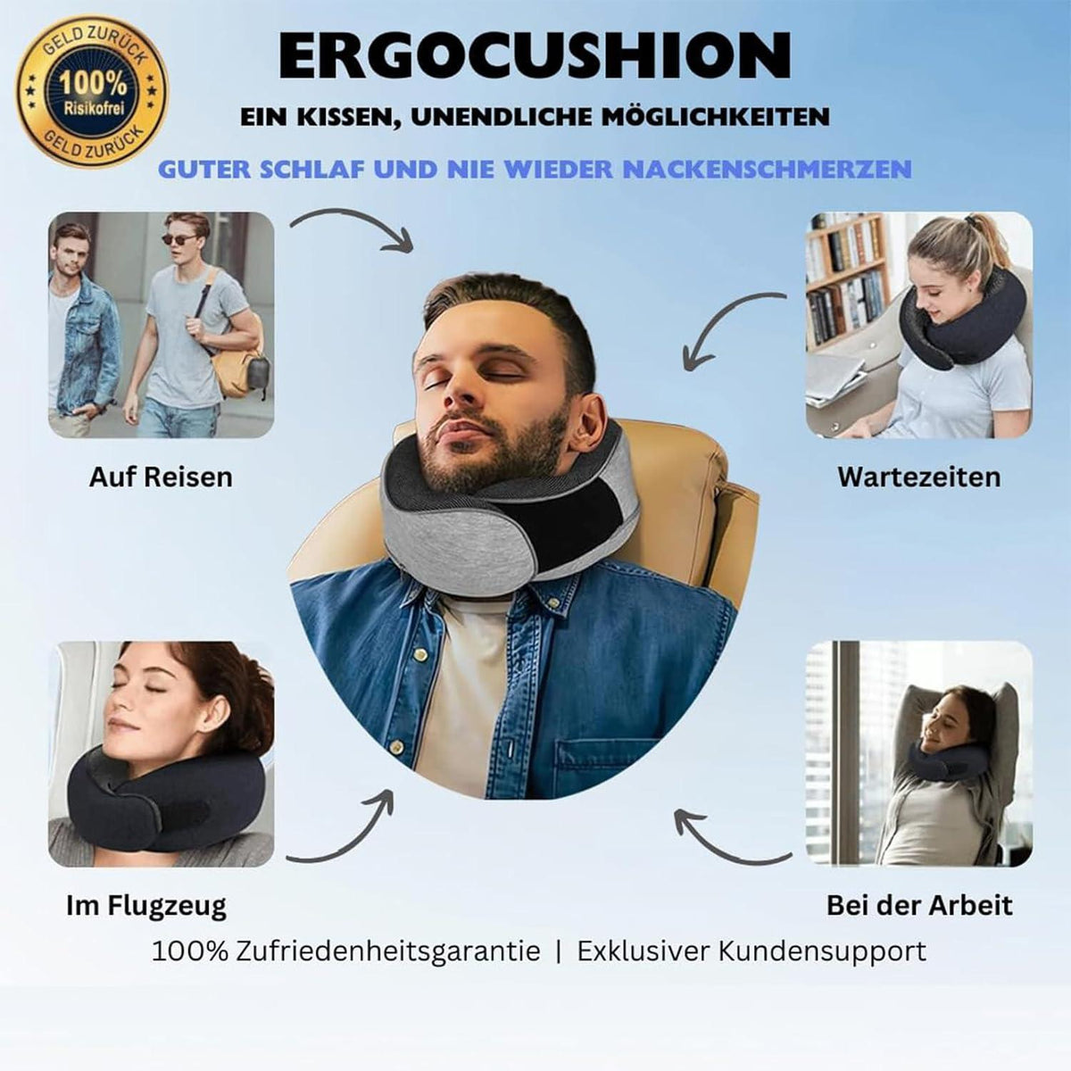 Reisekissen Flugzeug mit Memory Foam – Nackenkissen für Reisen