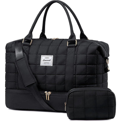 Große Reisetasche mit Schuhfach und Nassfach, Schwarz
