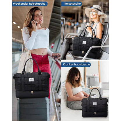 Große Reisetasche mit Schuhfach und Nassfach, Schwarz