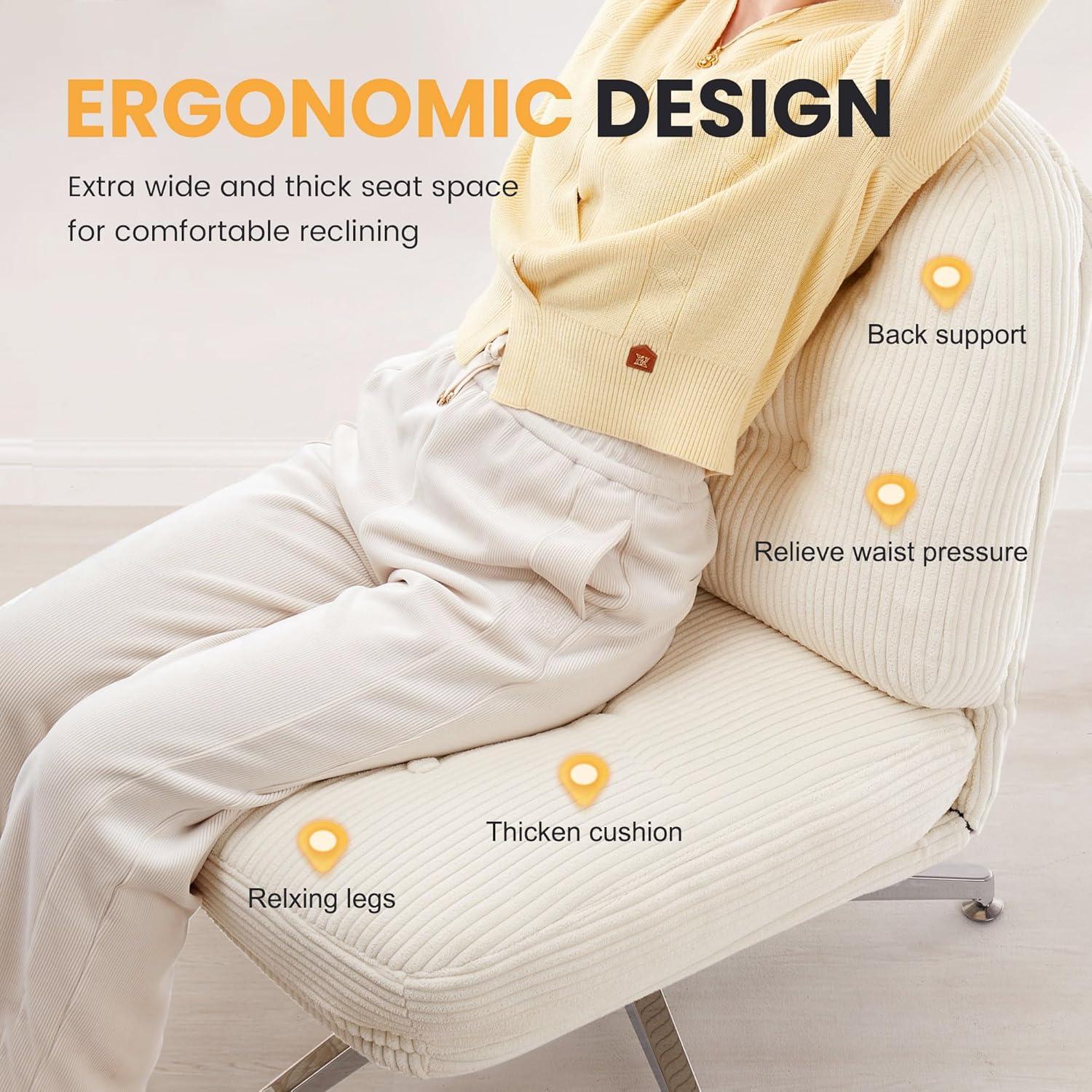 Bürostuhl ohne Armlehne ergonomisch weiß großes Kissen Schreibtischstuhl