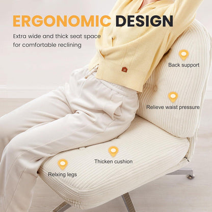 Bürostuhl ohne Armlehne ergonomisch weiß großes Kissen Schreibtischstuhl