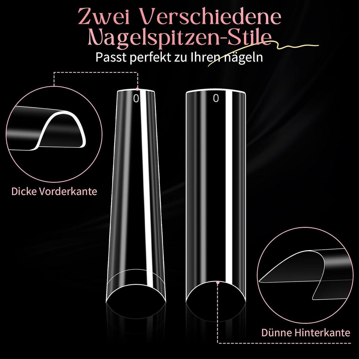 240 XXL Nageltips – Lange Acryl Nägel, Klar & Coffin Stil