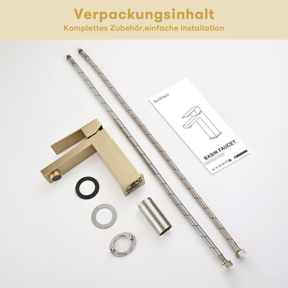 Badarmatur Gold – Waschtischarmatur mit Keramikventil